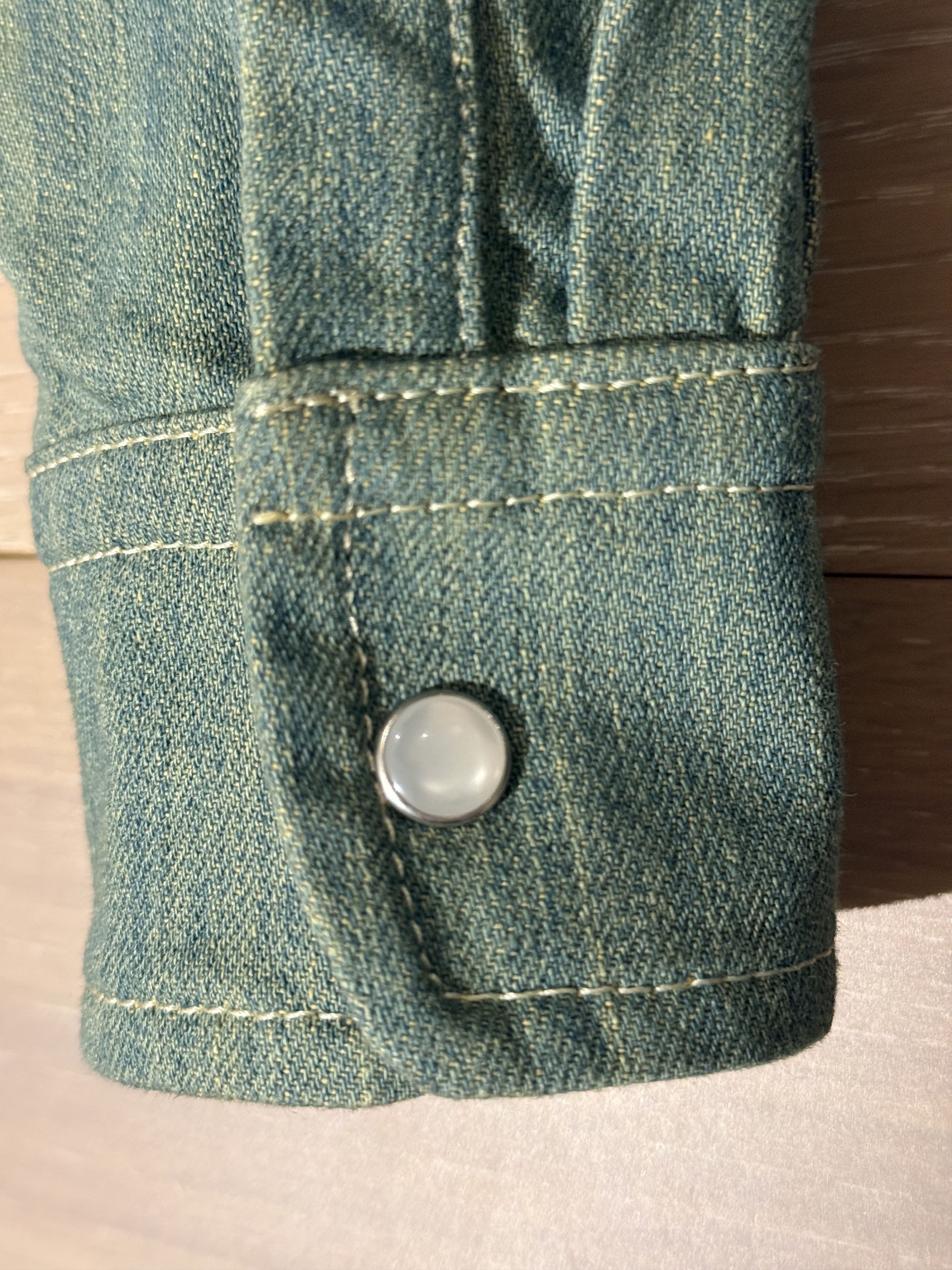 Libero 💚 Libero Spaghetti Western Button Up Shirt Green Denim NEW Size US M / EU 48-50 / 2 - 12 Thumbnail