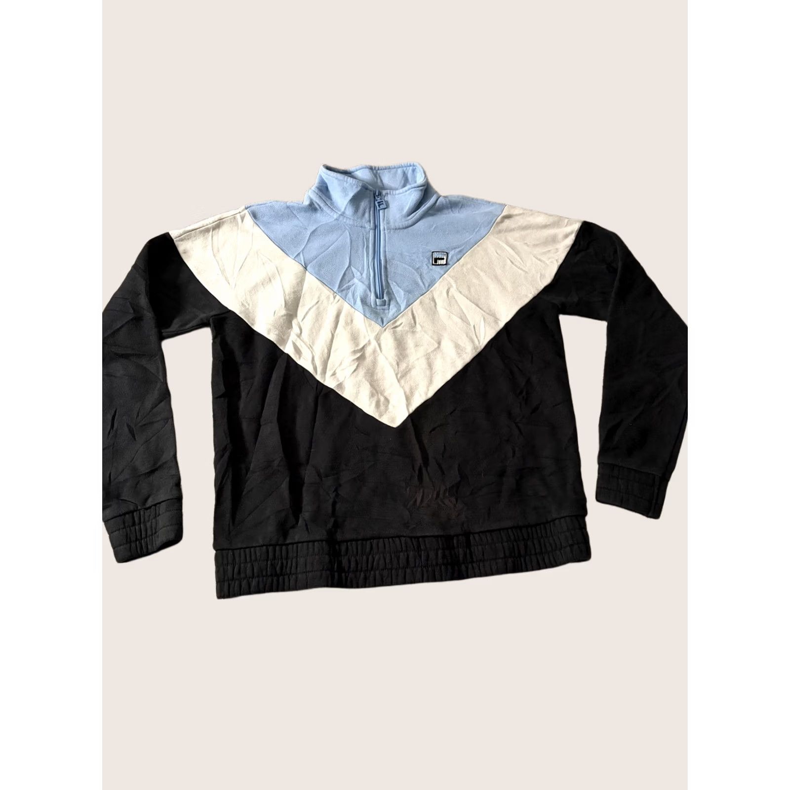 Fila FILA Sweatshirt Women Medium Black Colorblock Fleece Pullover Logo Sleeve Zip Long Size M / US 6-8 / IT 42-44 - 1 Thumbnail
