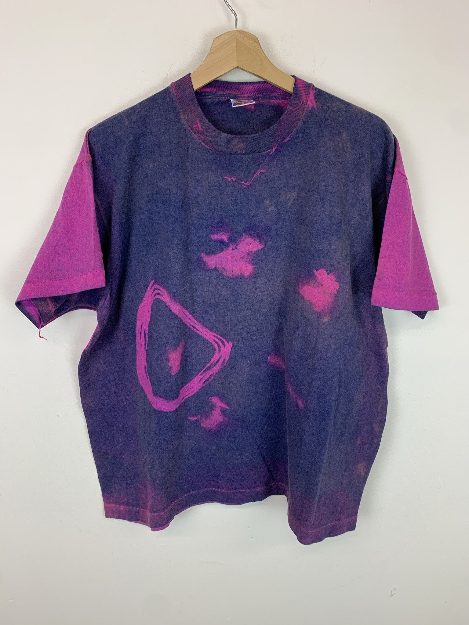 Vintage 1980s Two Tone Abstract Art Sinigle Stitch Tee SIze XL