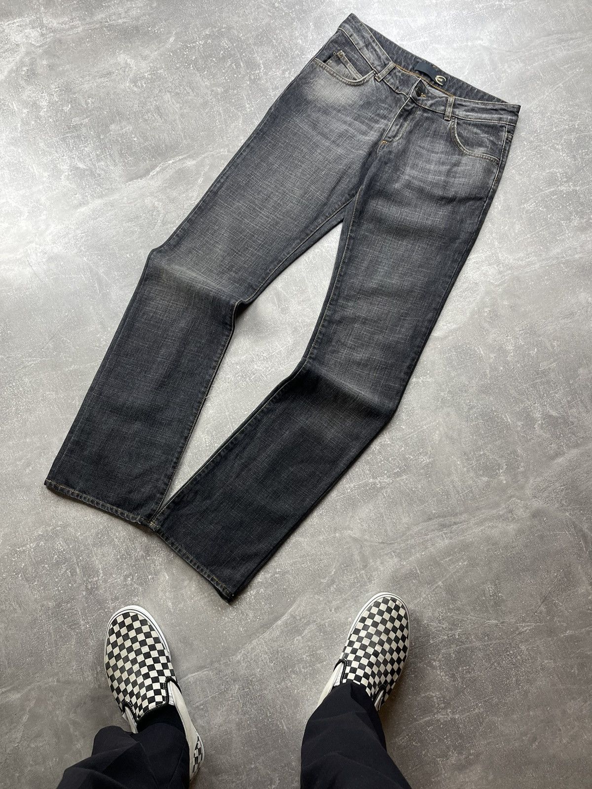 Just Cavalli × Roberto Cavalli Just Cavalli Roberto Cavalli Gray Faded Logo Flared Jeans Size 29" - 6 Thumbnail