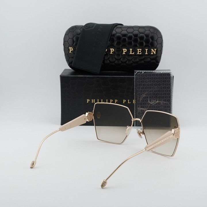Philipp Plein Philipp Plein SPP122S 0F47 Sunglasses Gold Square Frame Size ONE SIZE - 10 Thumbnail