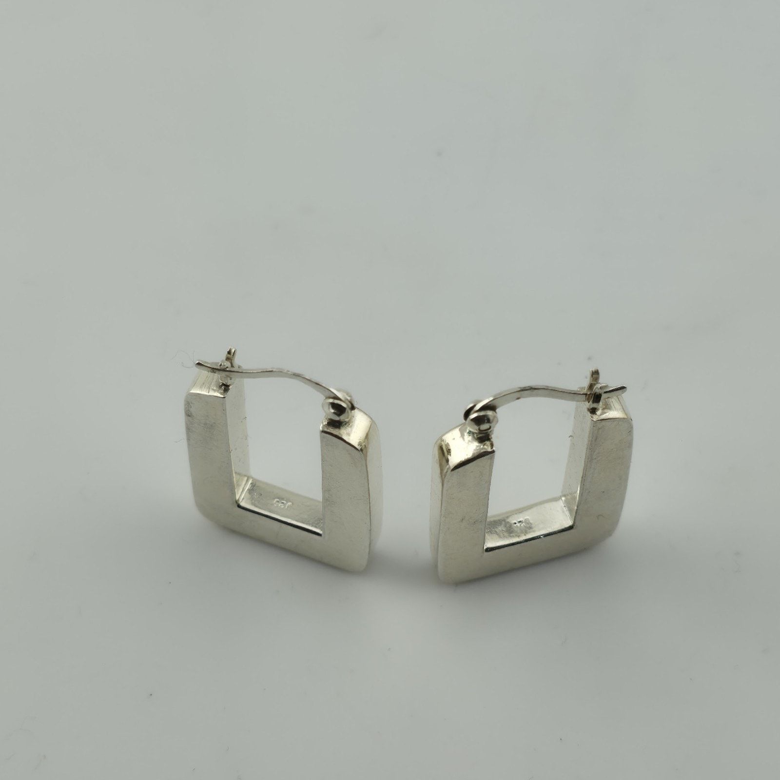 Other Sterling Silver Rectangle Hoop Earrings Minimalist Geometric Size ONE SIZE - 11 Thumbnail