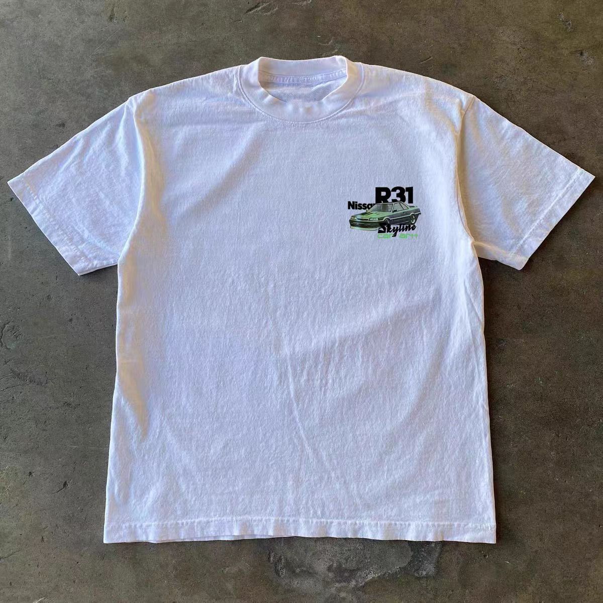 Vintage White street washed retro car print t-shirt Size US M / EU 48-50 / 2 - 2 Thumbnail