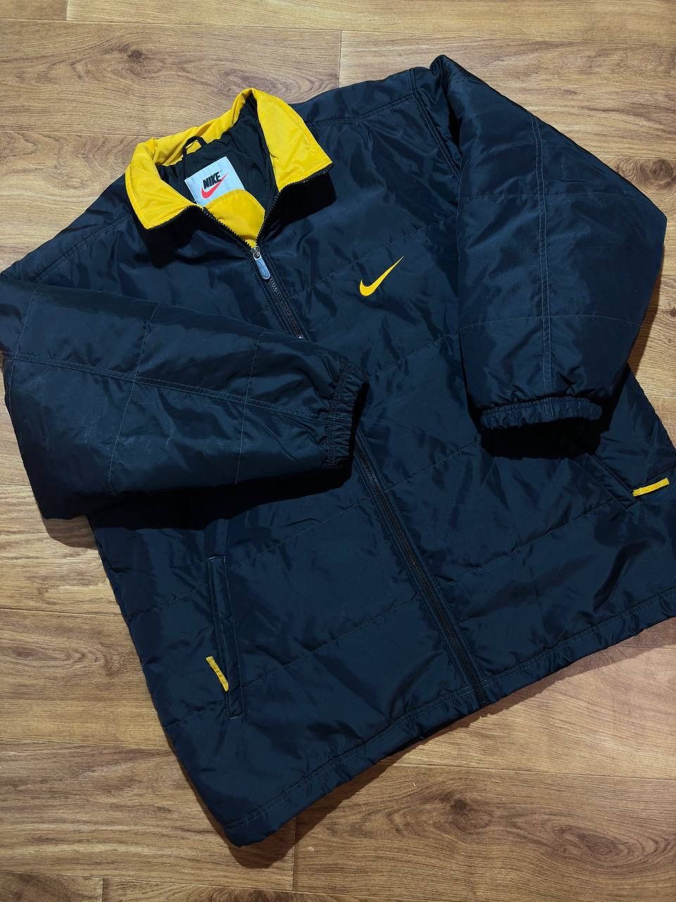 Nike × Vintage Vintage Nike Puffer Jacket Down 90s Big Embroidered Logo Size US XL / EU 56 / 4 - 2 Thumbnail