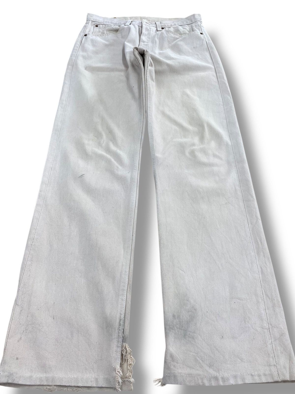 Levi's Levi’s Washed White Straight Wide Leg Jeans Size US 30 / EU 46 - 1 Thumbnail