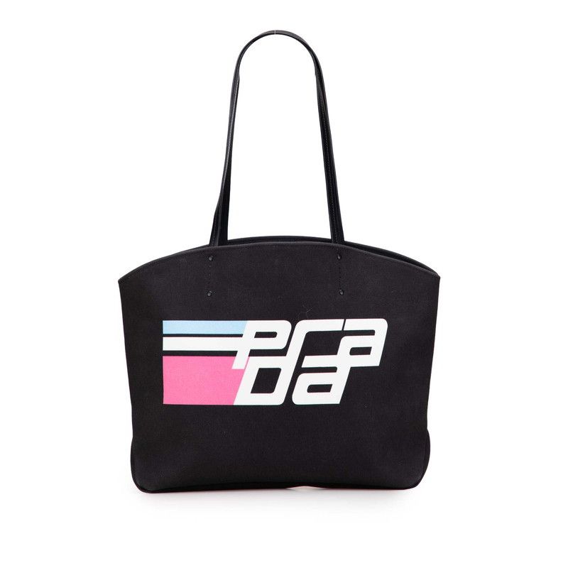 Canvas Tote Hand Bag Prada Prada Prada Logo Canvas Leather Tote 
