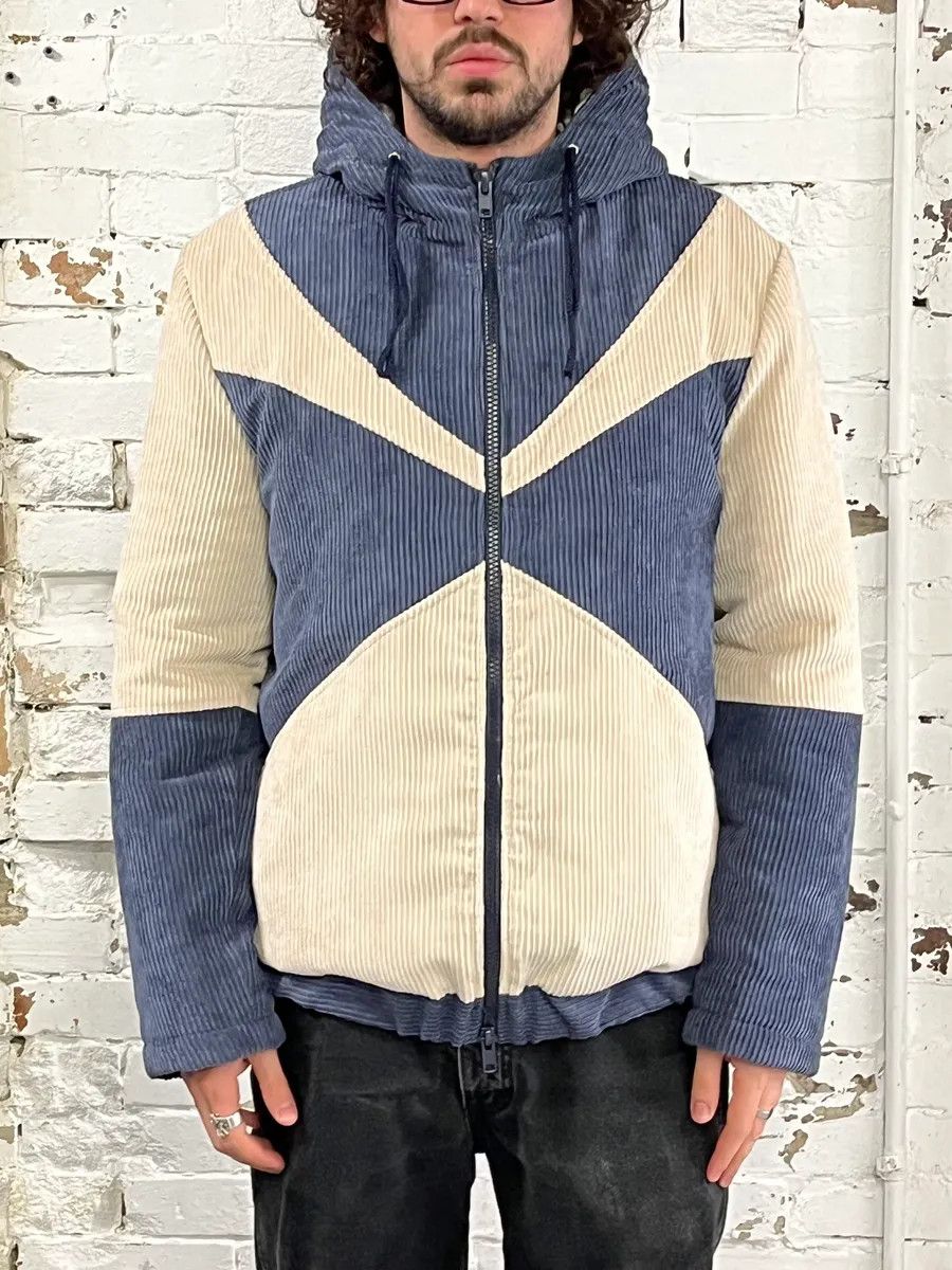 Daniele Alessandrini 2000s Daniele Alessandrini Blue & Cream Velvet Hooded Jacket Size US L / EU 52-54 / 3 - 2 Thumbnail
