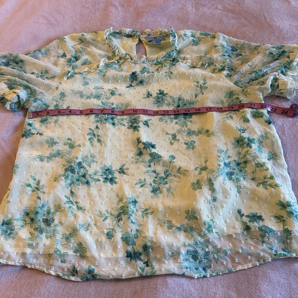 Other CeCe light yellow floral print short sleeve blouse XL Size XL / US 12-14 / IT 48-50 - 10 Thumbnail