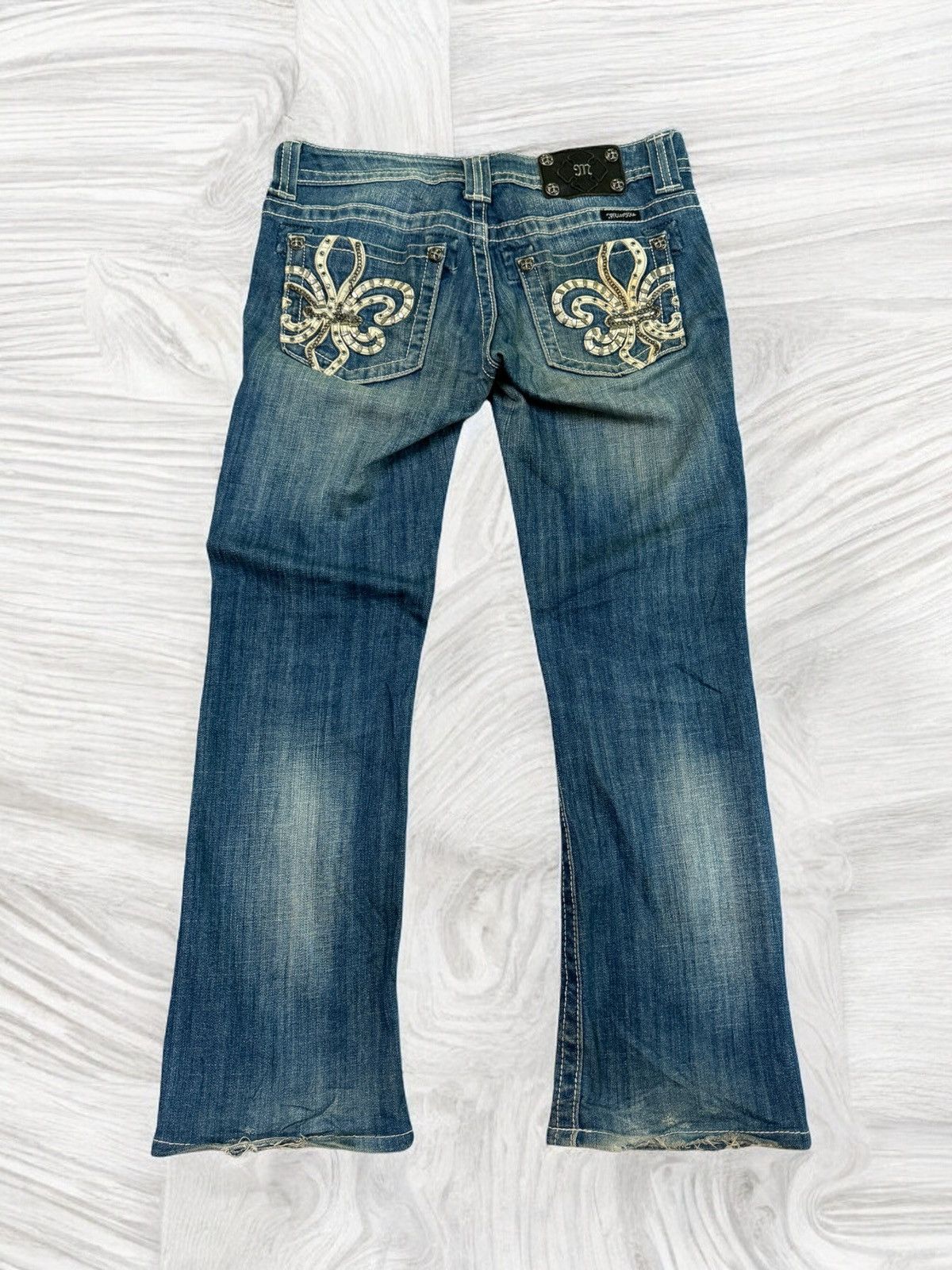 If Six Was Nine FLARE MISS ME CLAW MARK STUDDED CHAIN DENIM Size US 30 / EU 46 - 1 Thumbnail