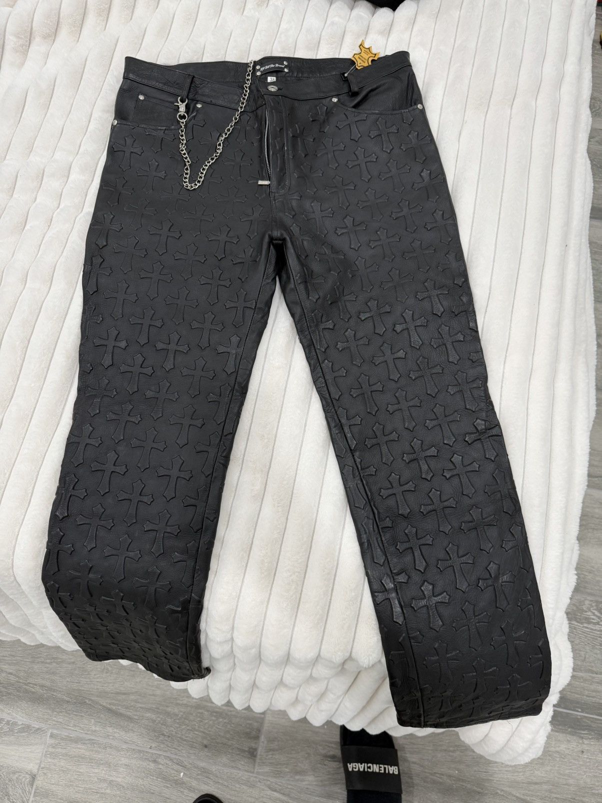 Kill Brand EMBOSSED CROSSED LEATHER PANTS - KILLBILL THE BRAND | Grailed