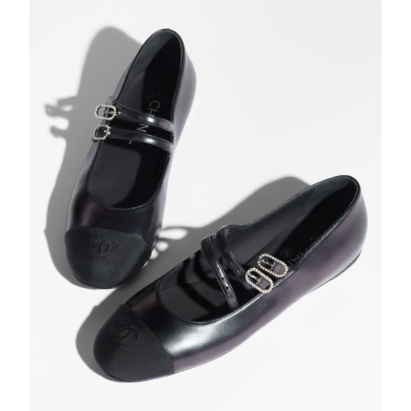 Chanel Chanel 24S Iridescent Black Double Strap Pearl CC Logo Size US 8 / IT 38 - 5 Thumbnail