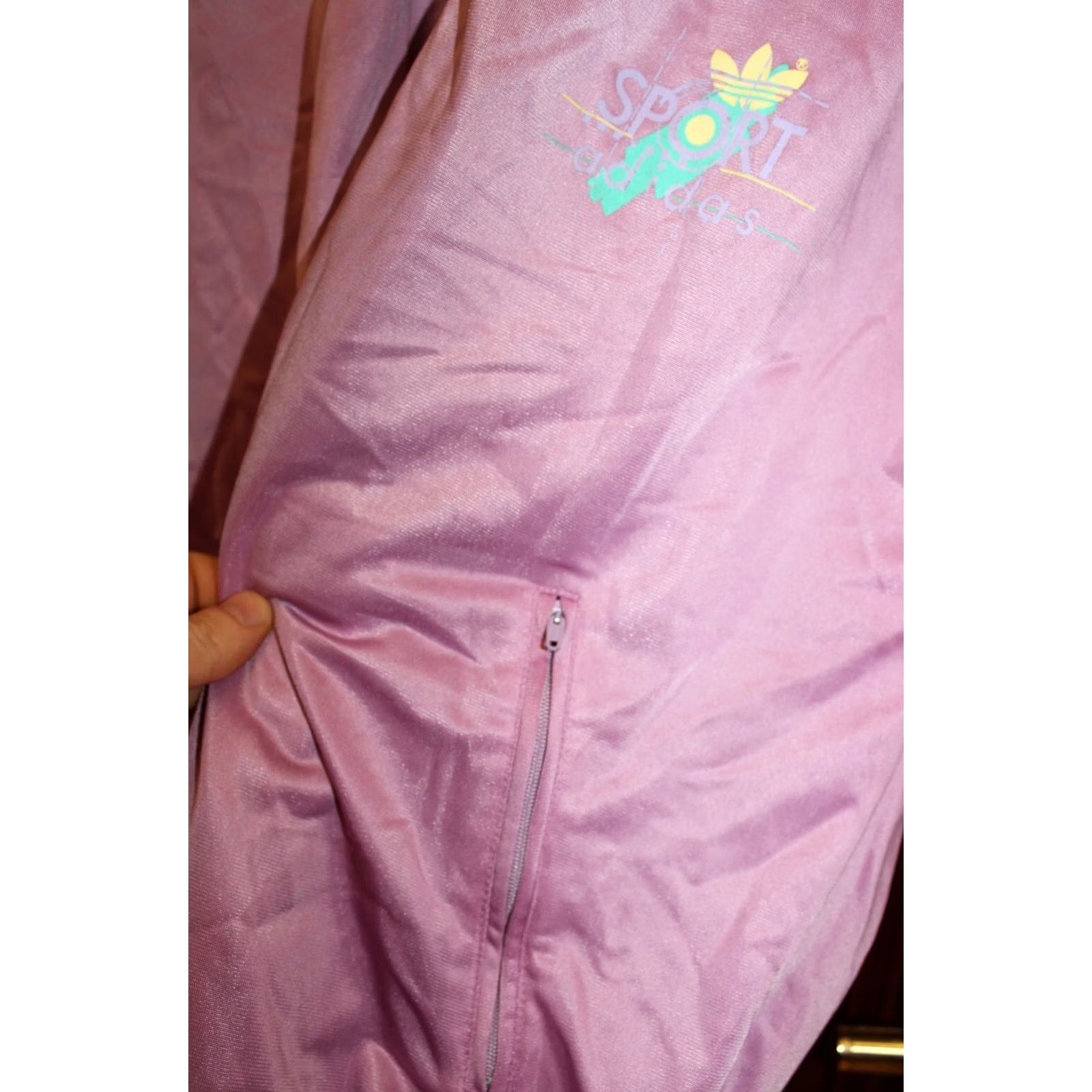 Adidas VINTAGE Adidas Track Jacket Unisex Adults M Green/Violet/Yellow 90s, 80s Zip Padded All Seasons Reg Fit Size US M / EU 48-50 / 2 - 5 Thumbnail