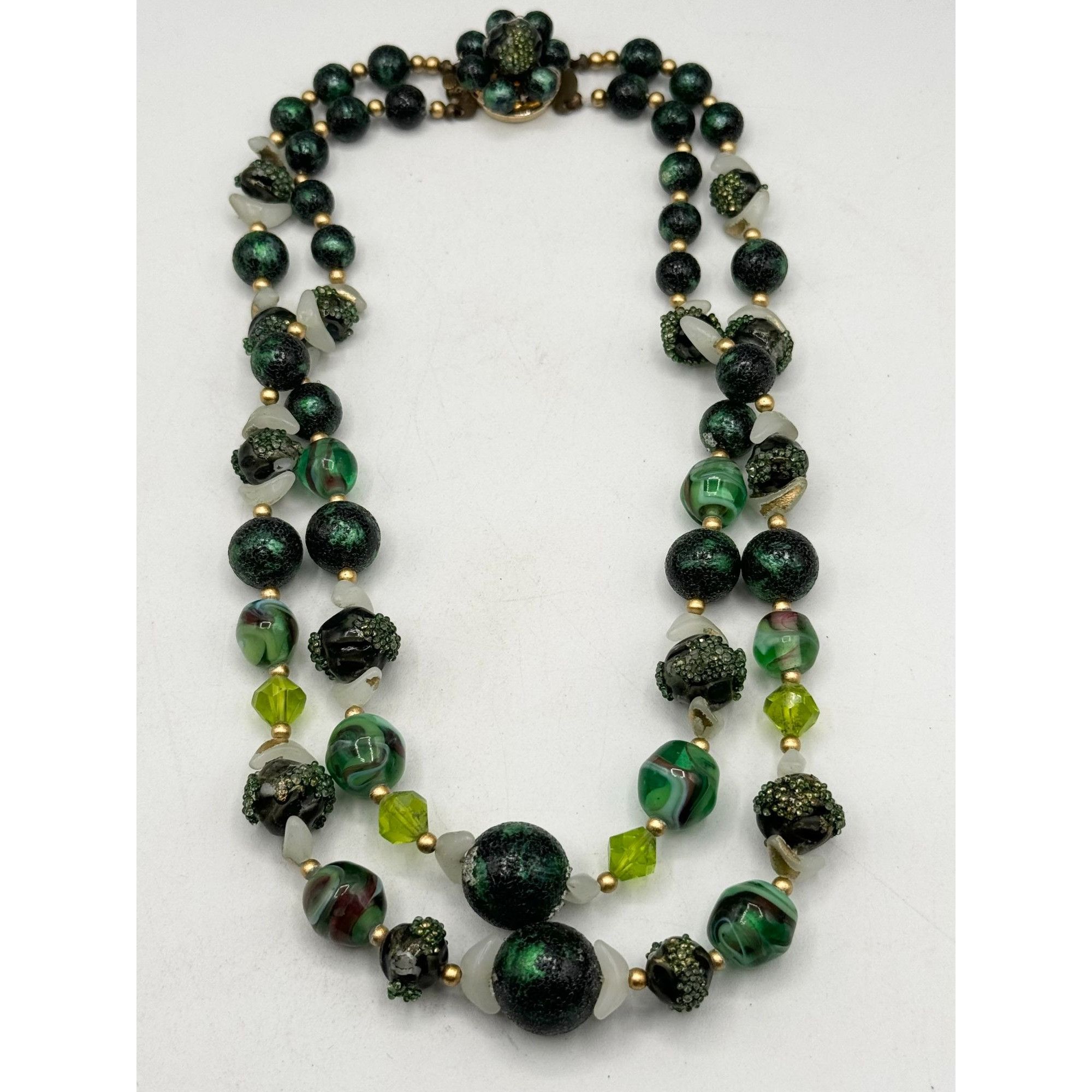 Vintage Vintage Japan Green Art glass beaded collar necklace Size ONE SIZE - 3 Thumbnail