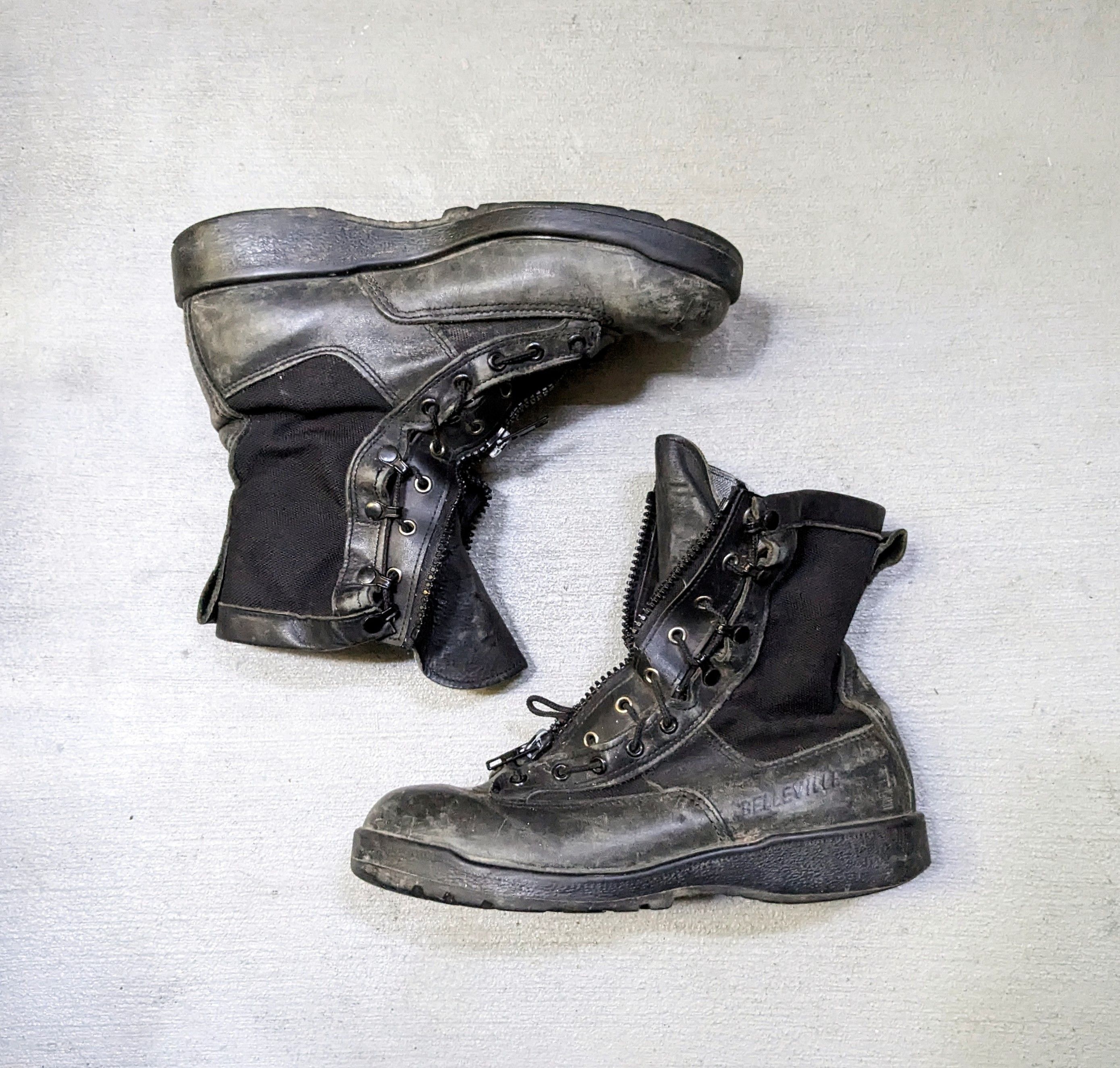 Military Vintage Combat Boots Size 9.5 Black Leather Biker Lace Grailed