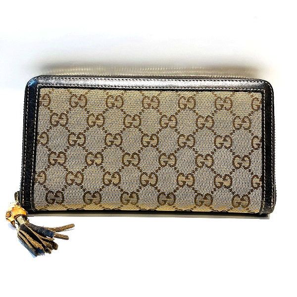 Gucci Gucci Gucci Canvas Leather Bamboo Tassel Wallet Canvas Long Wallet 232977 in Fair Condition Size ONE SIZE - 1 Thumbnail