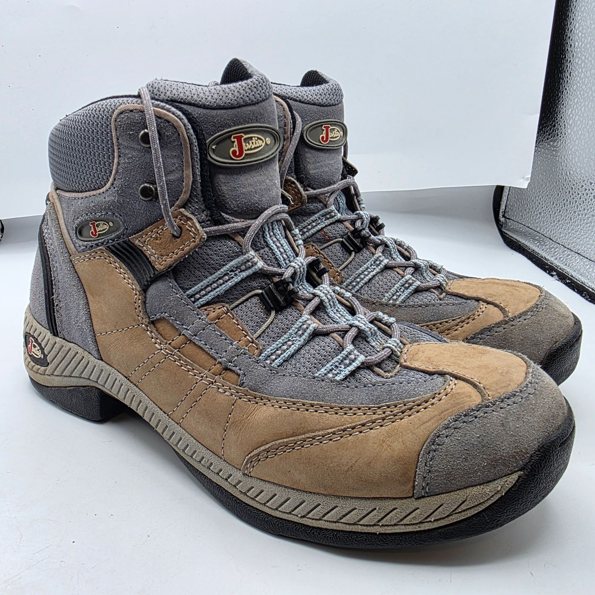 Justin Justin Womens Size 8.5 Gray Leather Upper Hiking Boots Outdo Size US 8.5 / IT 38.5 - 1 Thumbnail
