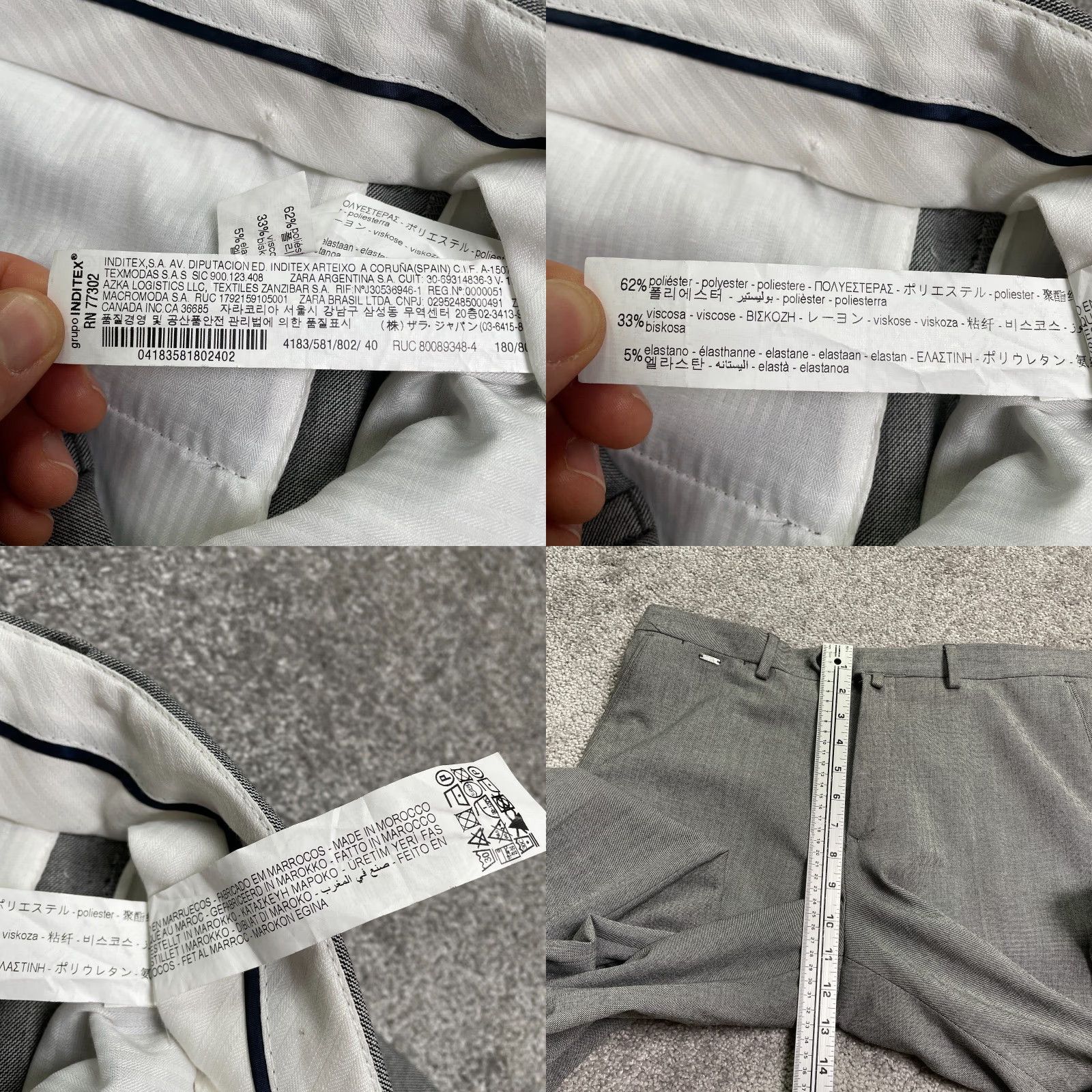 Zara Zara Dress Pants Mens 40 Gray Solid Straight Flat Front Business Workwear 34x31 Regular Mens Pants Gray Size US 40 / EU 56 - 9 Thumbnail