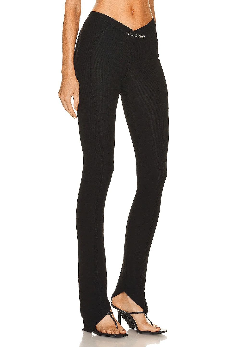 SAMI MIRO VINTAGE SAMI MIRO VINTAGE Black Rib Asymmetric Pants Size 26" / US 2 / IT 38 - 2 Thumbnail