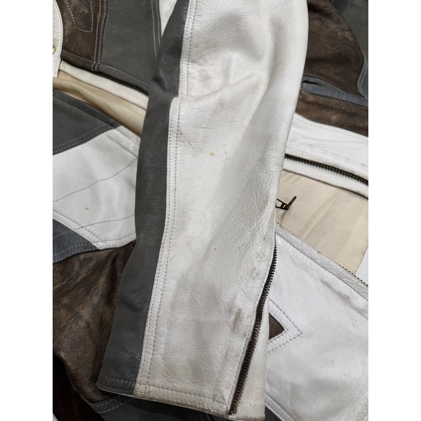 Roberto Cavalli S/S2004 Roberto Cavalli paneled biker leather jacket Size US L / EU 52-54 / 3 - 8 Thumbnail