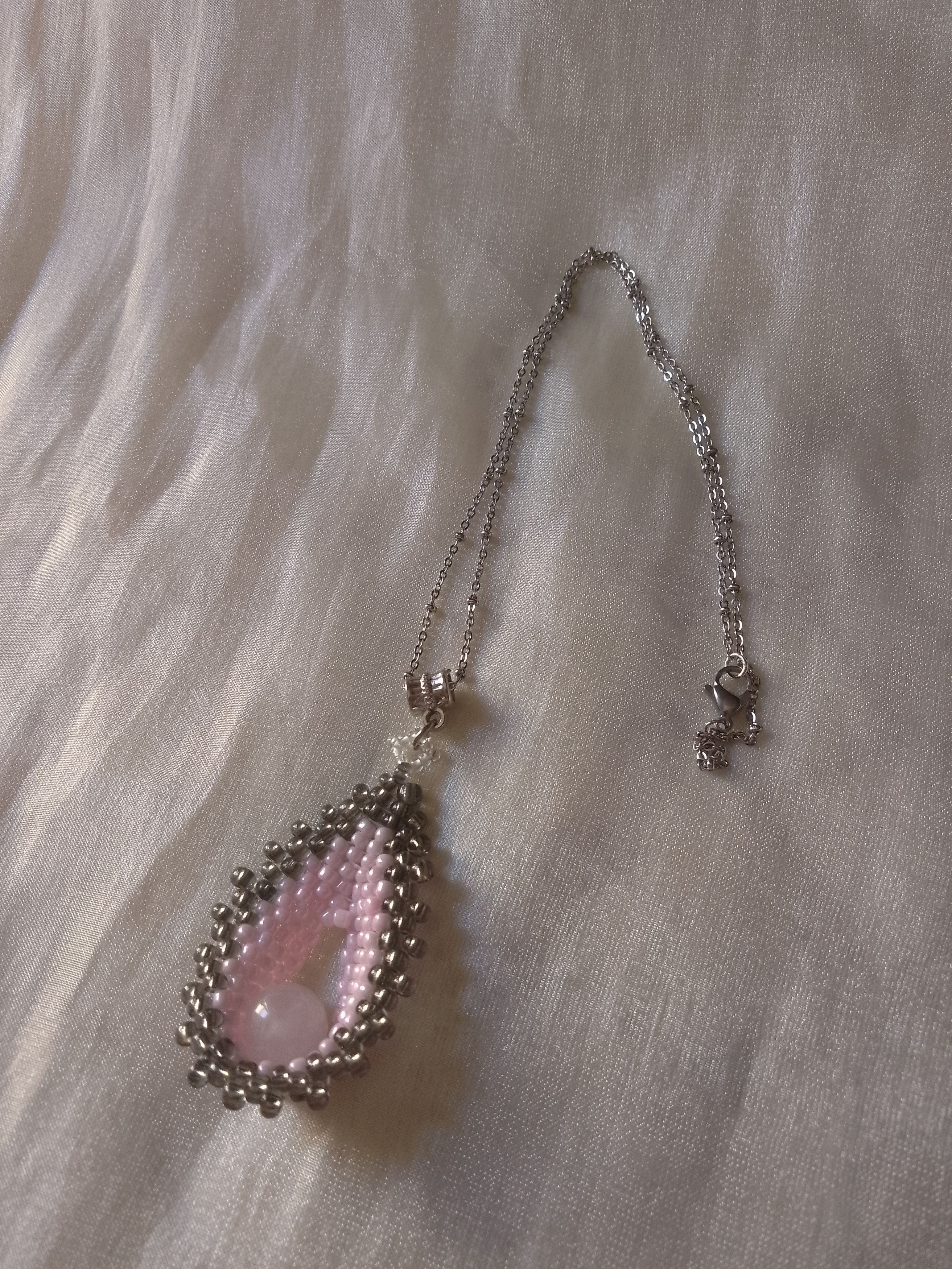 Handmade Necklace Rose quartz gemstone pendant Chakra Size ONE SIZE - 1 Thumbnail