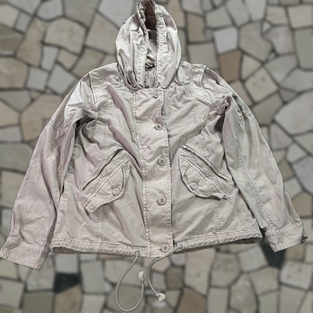 American Eagle Outfitters American Eagle AE-177 Jacket Womens Small Beige Hooded Field Utility Liner Size S / US 4 / IT 40 - 1 Thumbnail