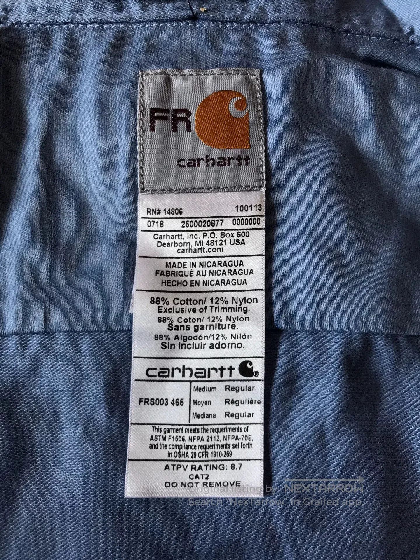 Carhartt Carhartt FRS003 FR Flame Resistant Shirt. Size US M / EU 48-50 / 2 - 9 Thumbnail