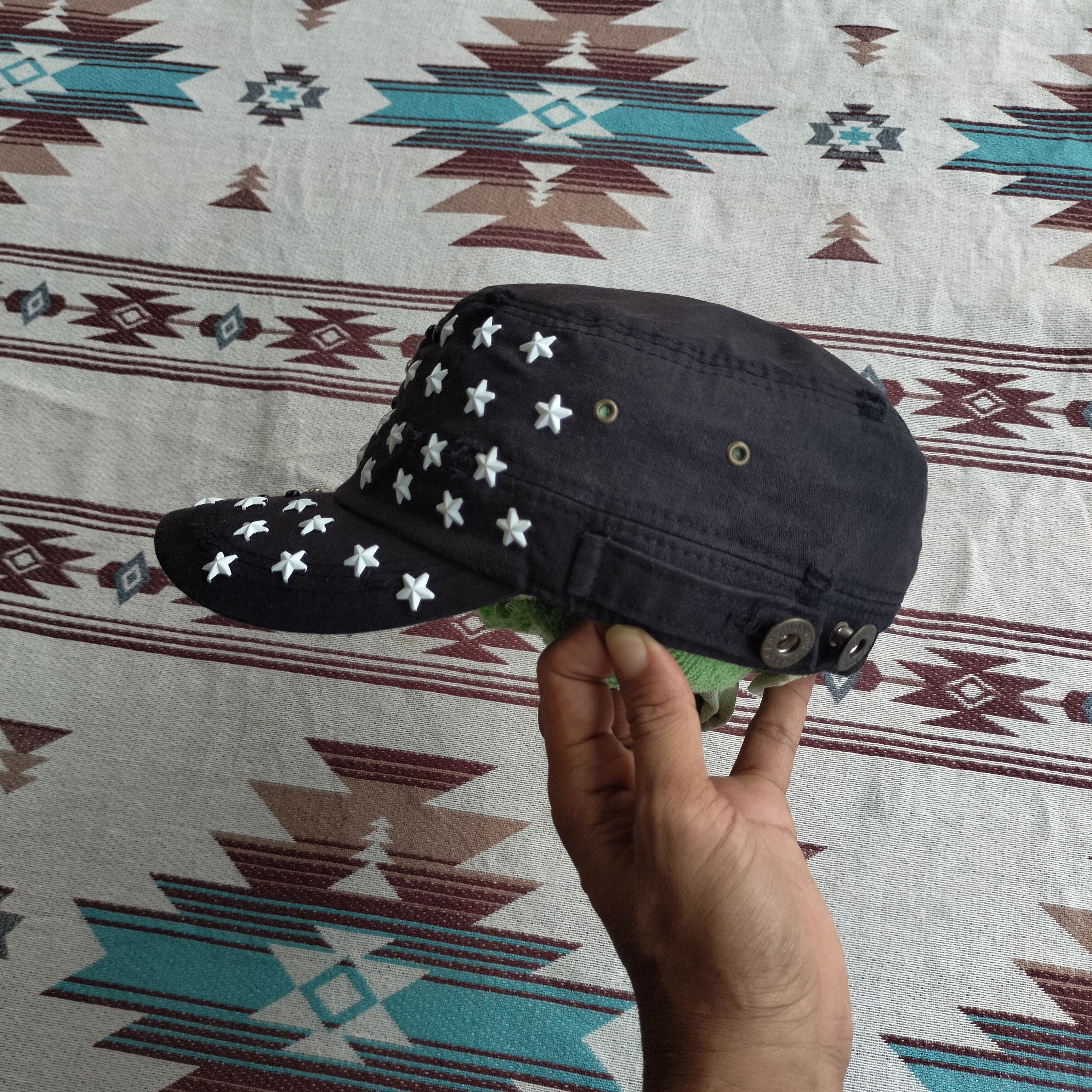GOA Y2k Vkei Blu pepe stars studded cadet hat Size ONE SIZE - 6 Thumbnail