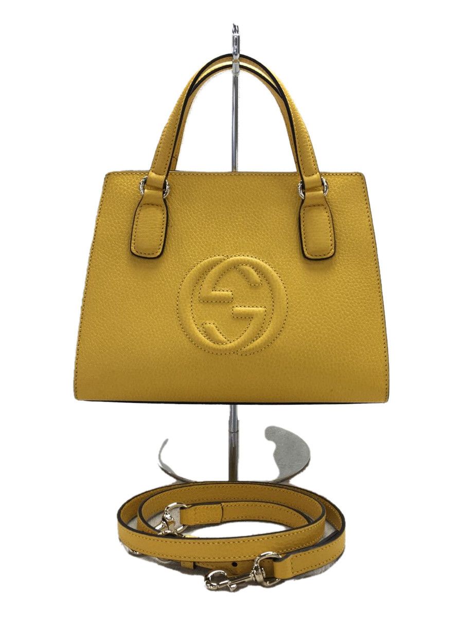image of Gucci Shoulder Bag Leather Yellow in Black, Women's