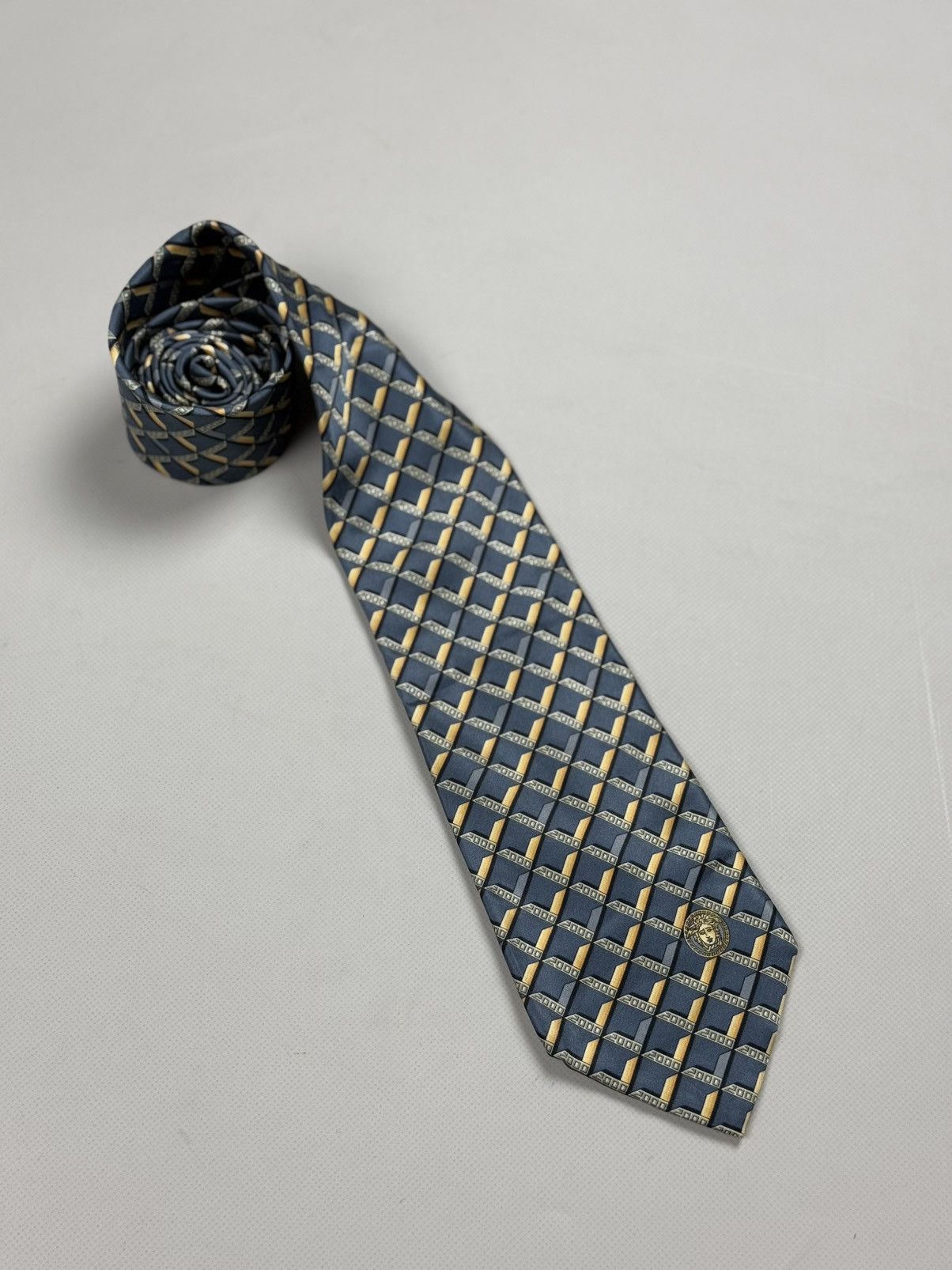 Versace × Vintage Gianni Versace Vintage Geometric Pattern Silk Tie Size ONE SIZE - 5 Thumbnail