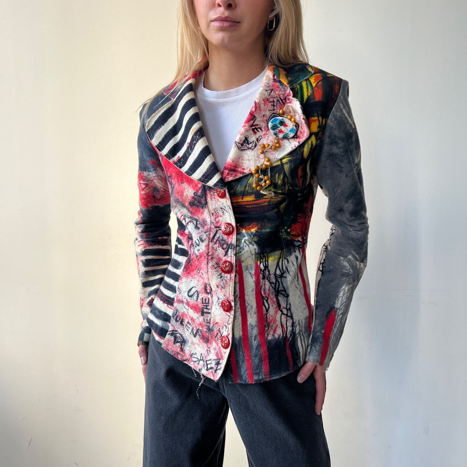 Other Save The Queen Y2K Printed Punk Blazer Jacket 9724AC Size XS / US 0-2 / IT 36-38 - 2 Thumbnail