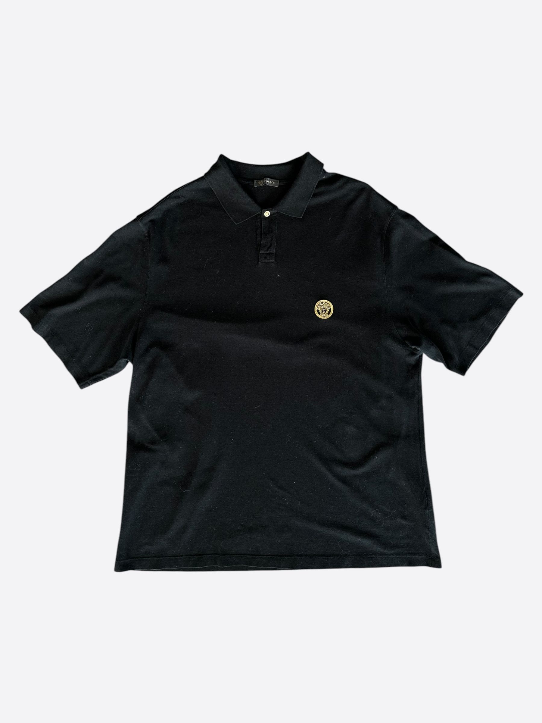 Versace Versace Black & Gold Embroidered Medusa Polo T-Shirt Size US XXL / EU 58 / 5 - 1 Thumbnail