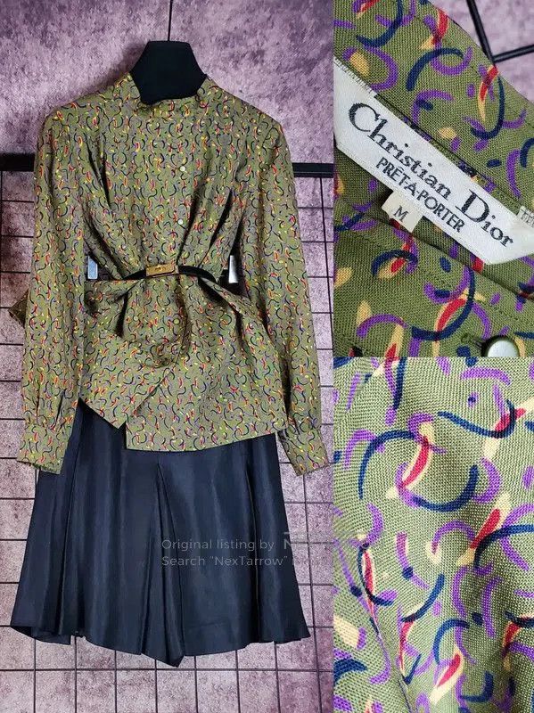 Dior Dior Green Wool Pattern Long Sleeve Shirt . Size M / US 6-8 / IT 42-44 - 1 Thumbnail