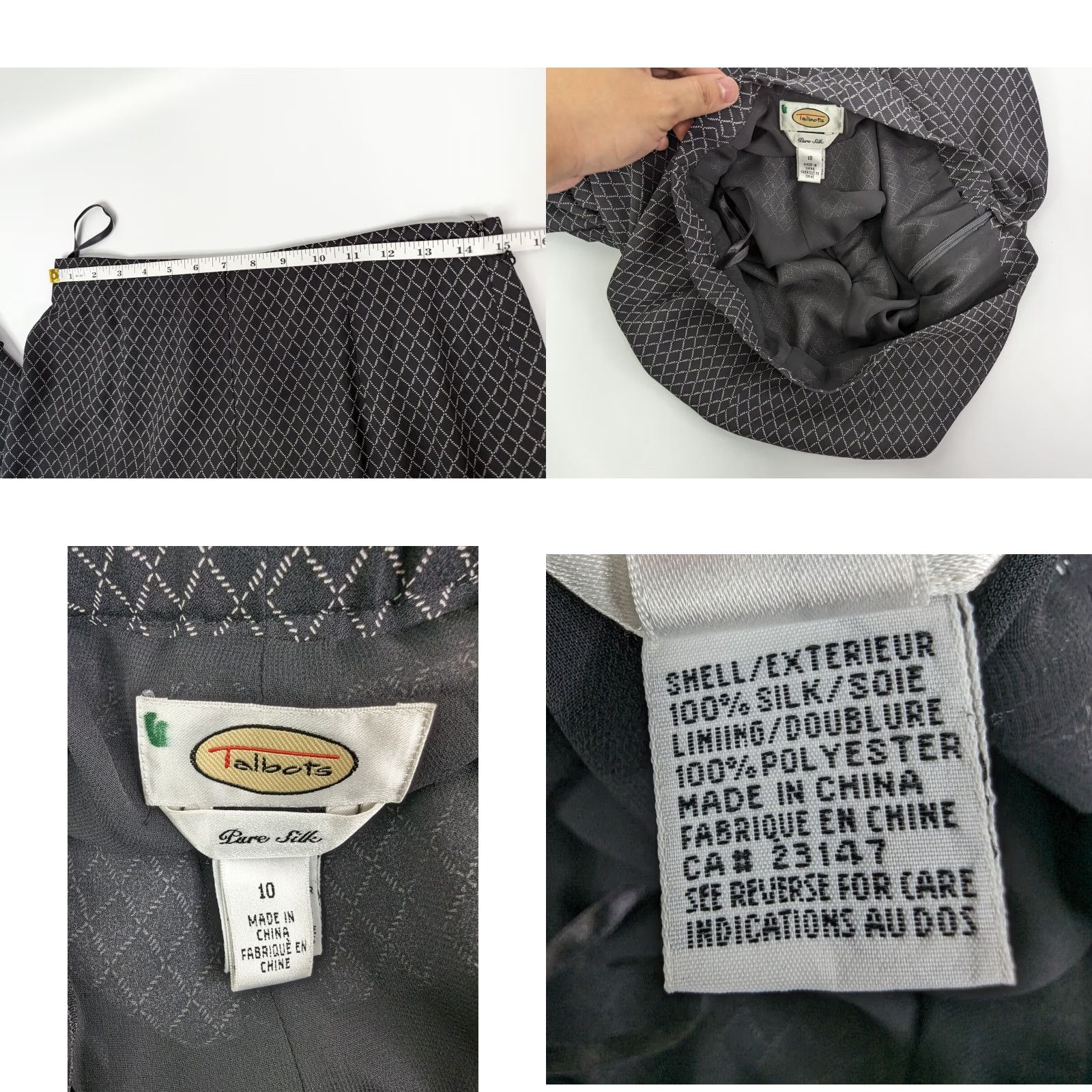 Talbots Talbots Pure Silk High Rise Wide Leg Pants Size 10 Black White Checks Pattern Pants Women Wide-Leg Dress Pants Size 32" / US 10 / IT 46 - 8 Thumbnail