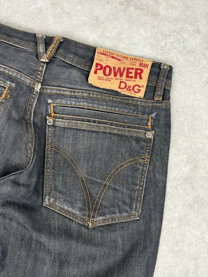 Dolce & Gabbana 2000s Dolce & Gabbana Dark Grey Denim Power Straight Jeans Size US 30 / EU 46 - 8 Thumbnail