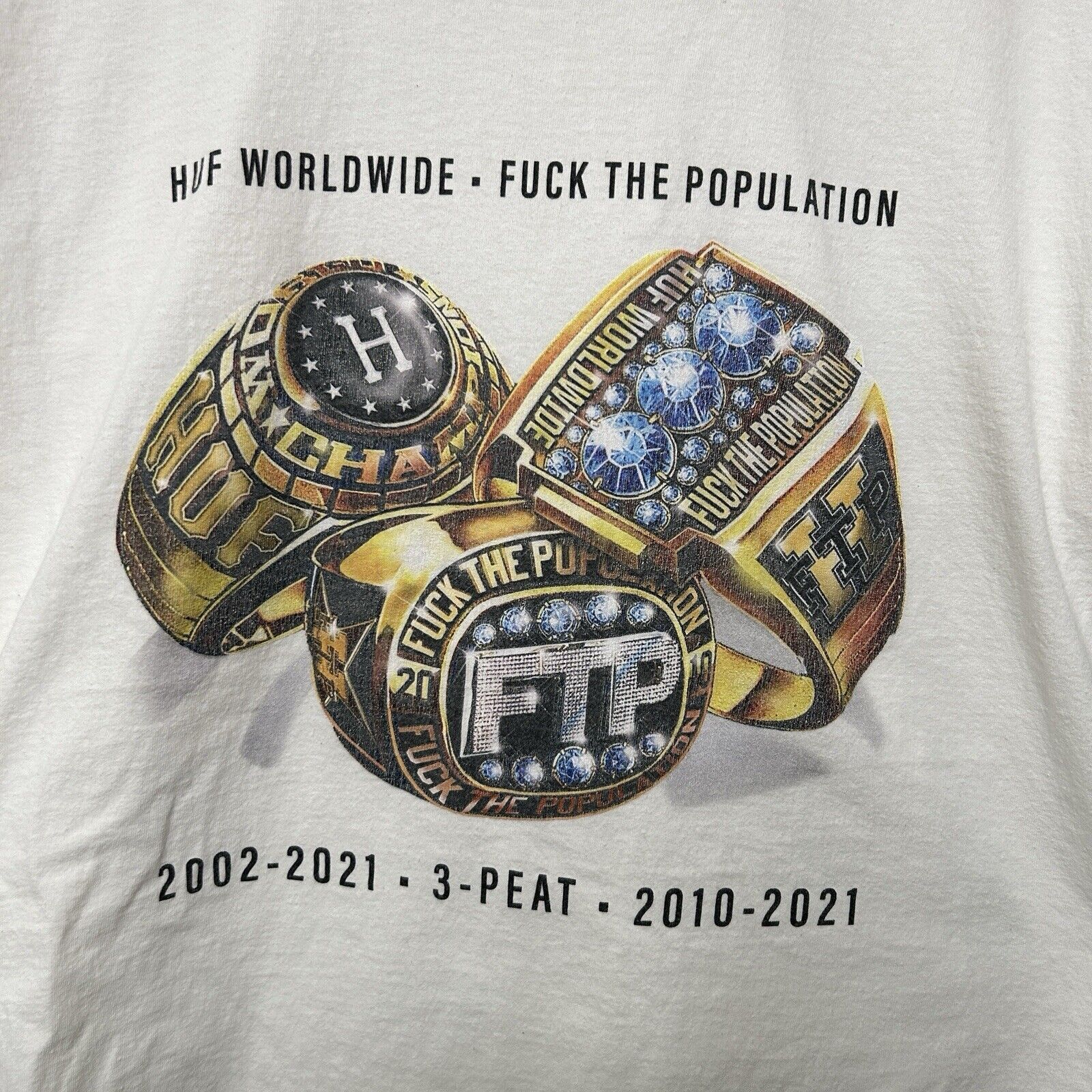 Huf Huf X FTP 3-Peat Rings Tee “White” Size US L / EU 52-54 / 3 - 2 Thumbnail