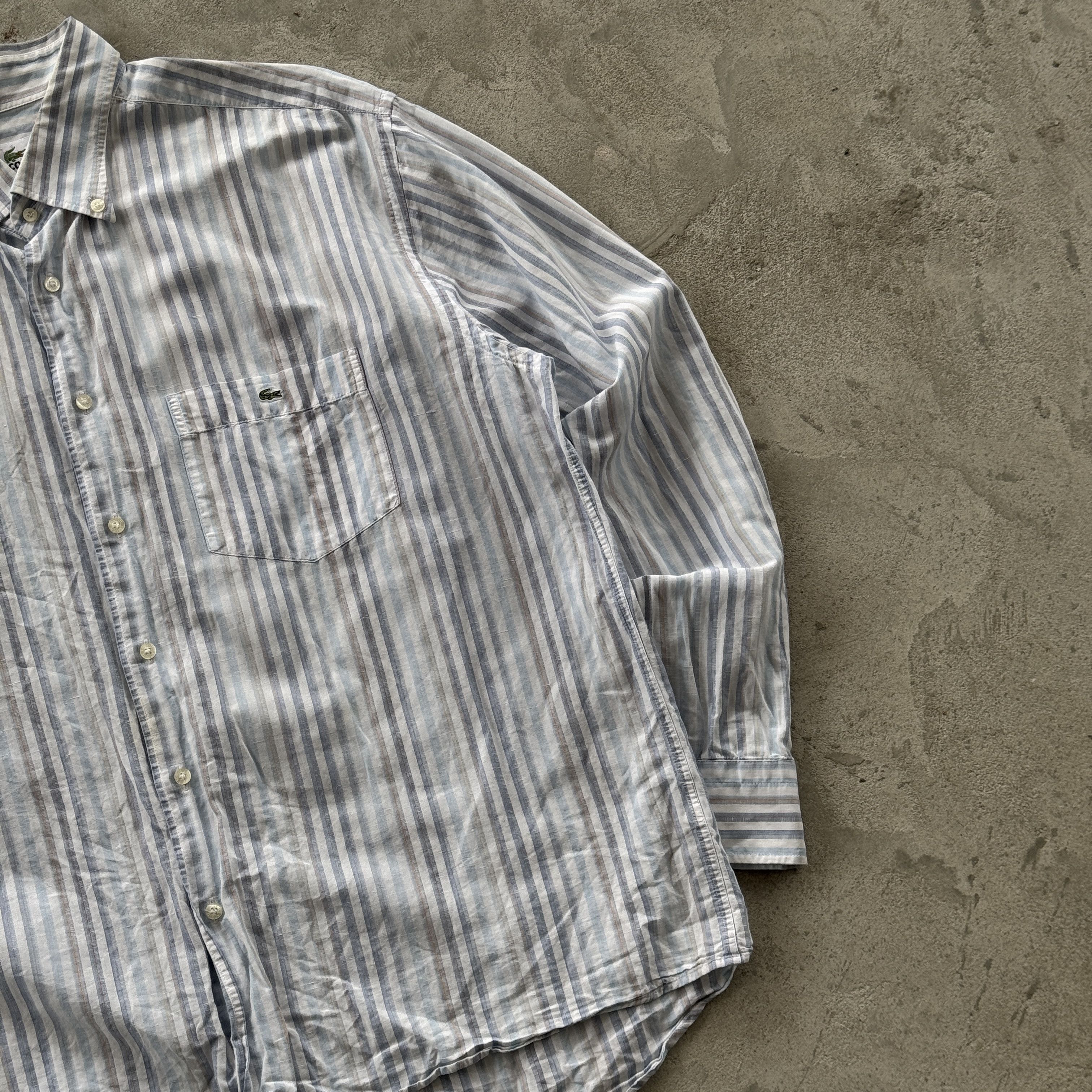 Lacoste Vintage 90s Lacoste Striped Linen Button Ups Shirt Size US XL / EU 56 / 4 - 2 Thumbnail