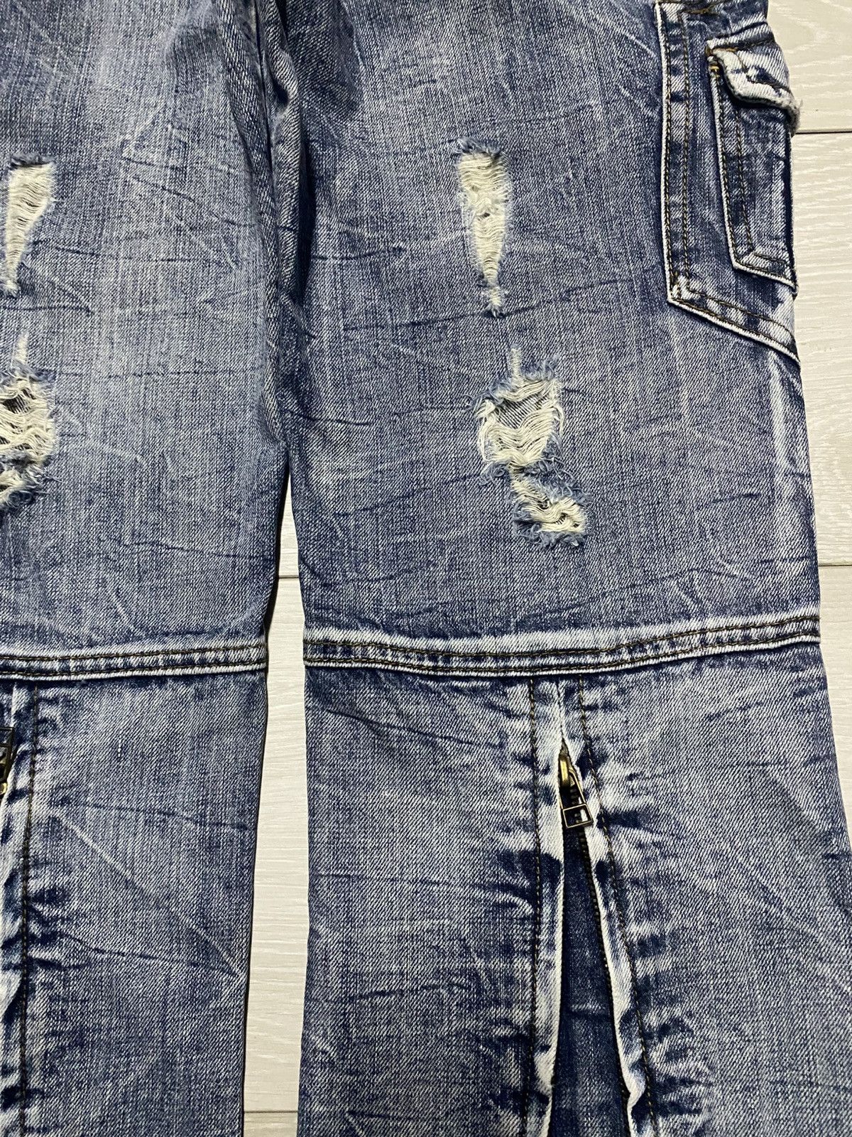 semanticdesign SemanticDesign Tactical Distressed Multipocket Flare Jeans Size US 32 / EU 48 - 8 Thumbnail