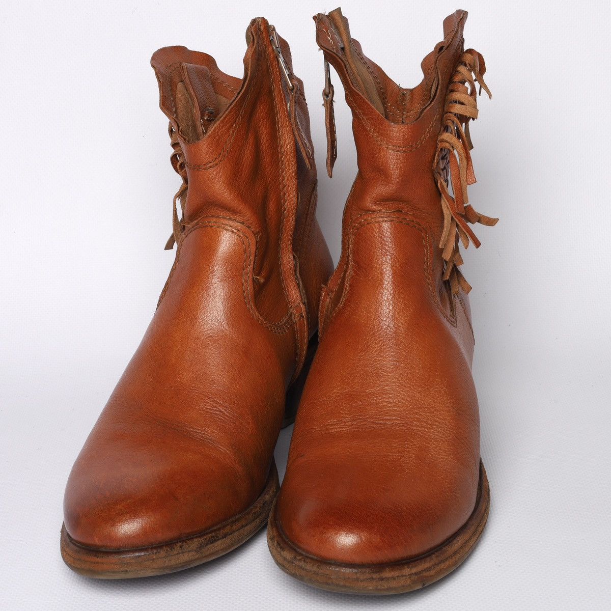 A.S.98 AS 98 Leather Brown Western Heel Boots Shoes Fringe Size US 7 / IT 37 - 2 Thumbnail