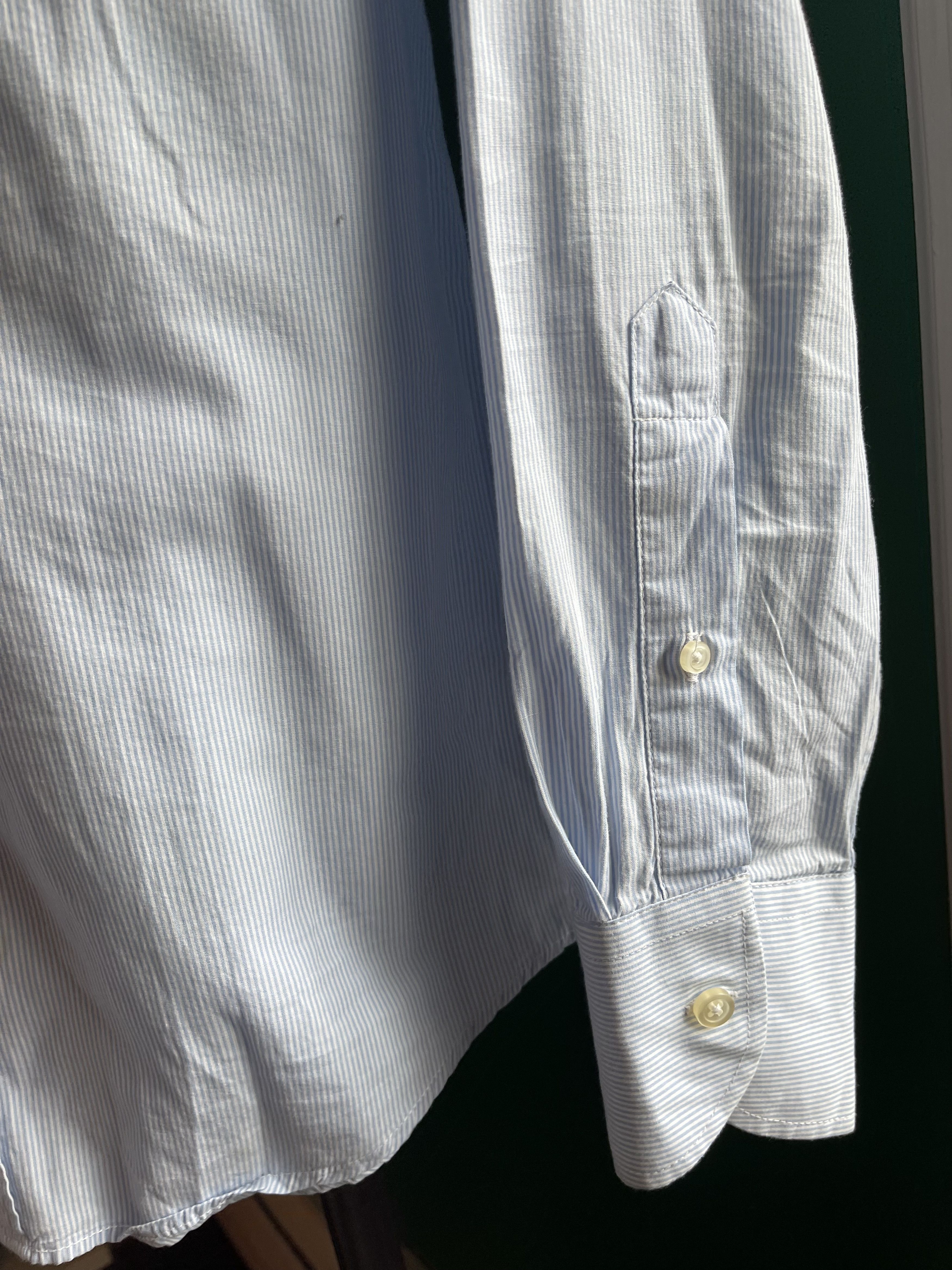 United Colors Of Benetton Light Blue Pin Stripe Tailored Shirt Size 38R - 3 Thumbnail