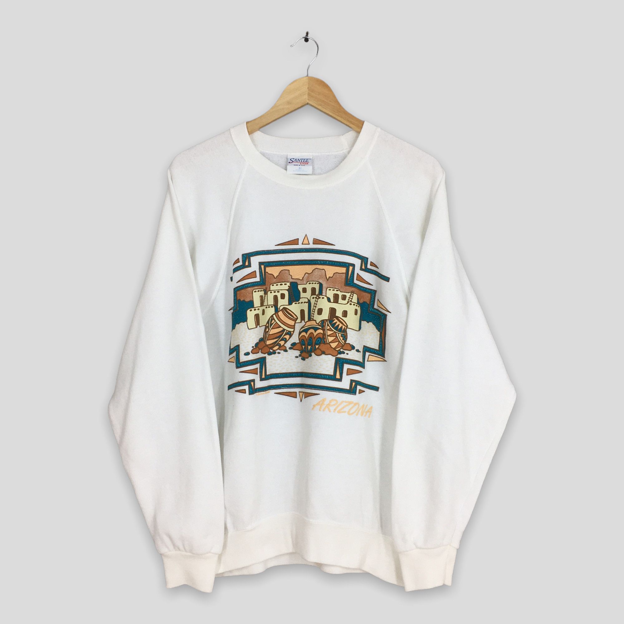 Vintage Vintage Arizona Usa White Sweatshirt Medium Size US M / EU 48-50 / 2 - 1 Thumbnail