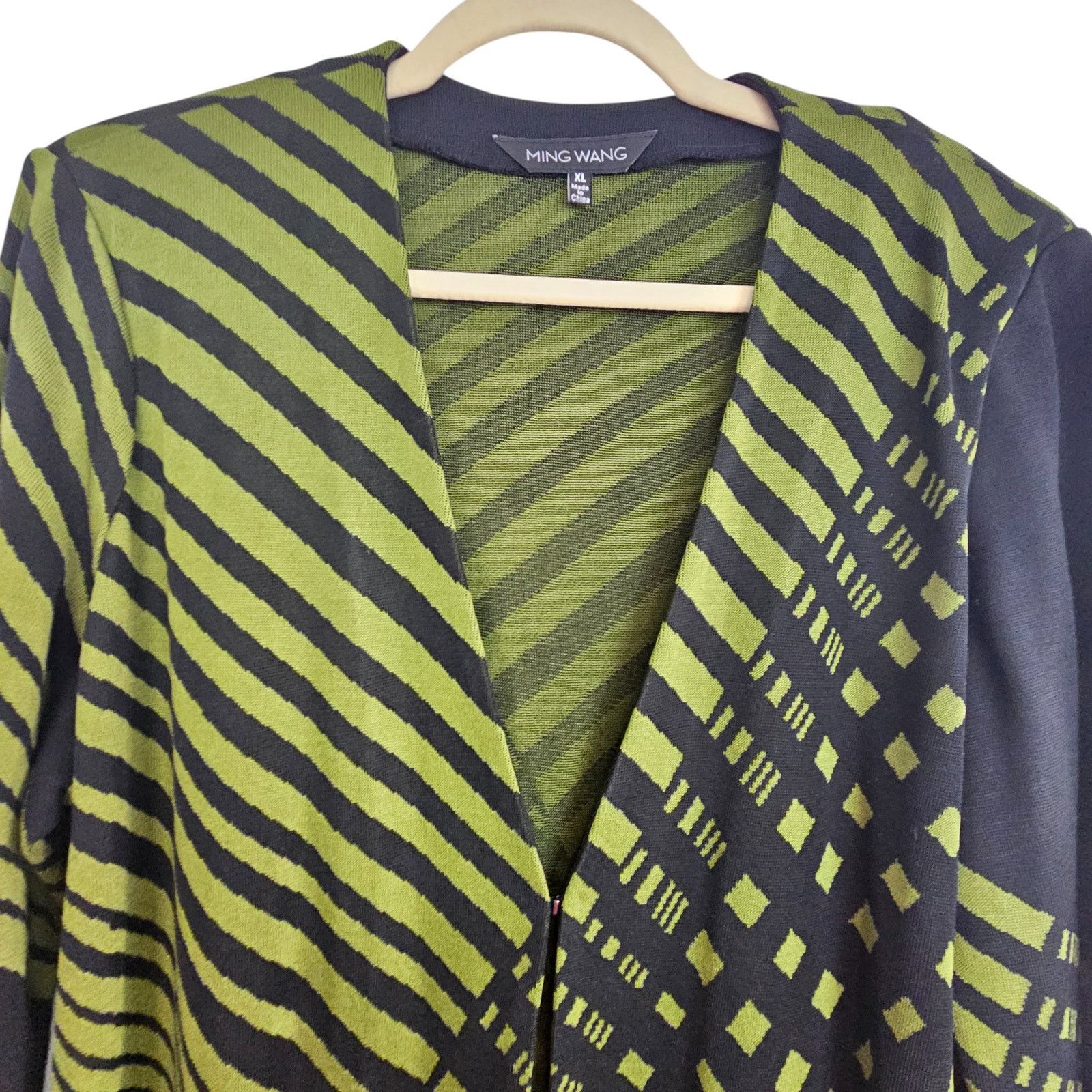 Alexander Wang Ming Wang Womens Knit Cardigan Geometric Artsy Sz XL Career Size XL / US 12-14 / IT 48-50 - 2 Thumbnail