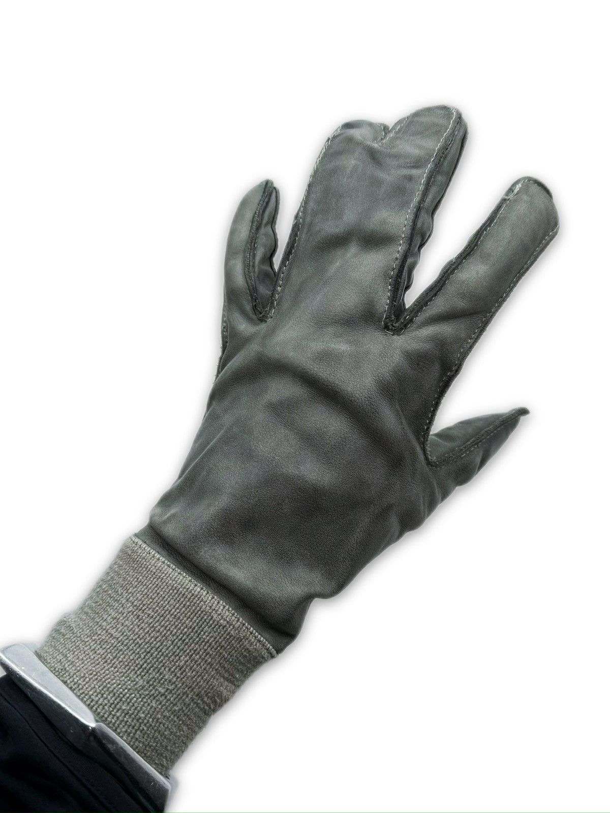 Carol Christian Poell Carol Christian Poell Dual Finger Object Dyed Leather Gloves Size ONE SIZE - 5 Thumbnail