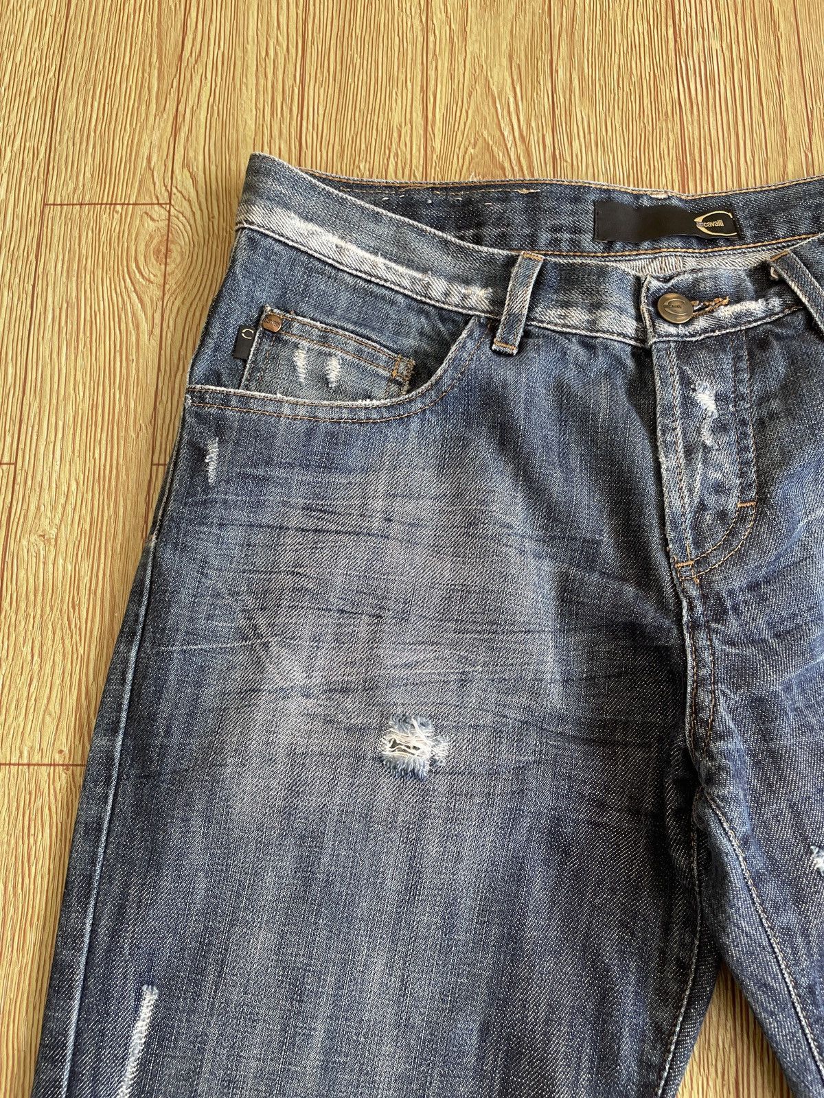 Just Cavalli Rare Design Vintage Brand Just Cavalli Ripped Jeans 2000s Size US 31 - 4 Thumbnail
