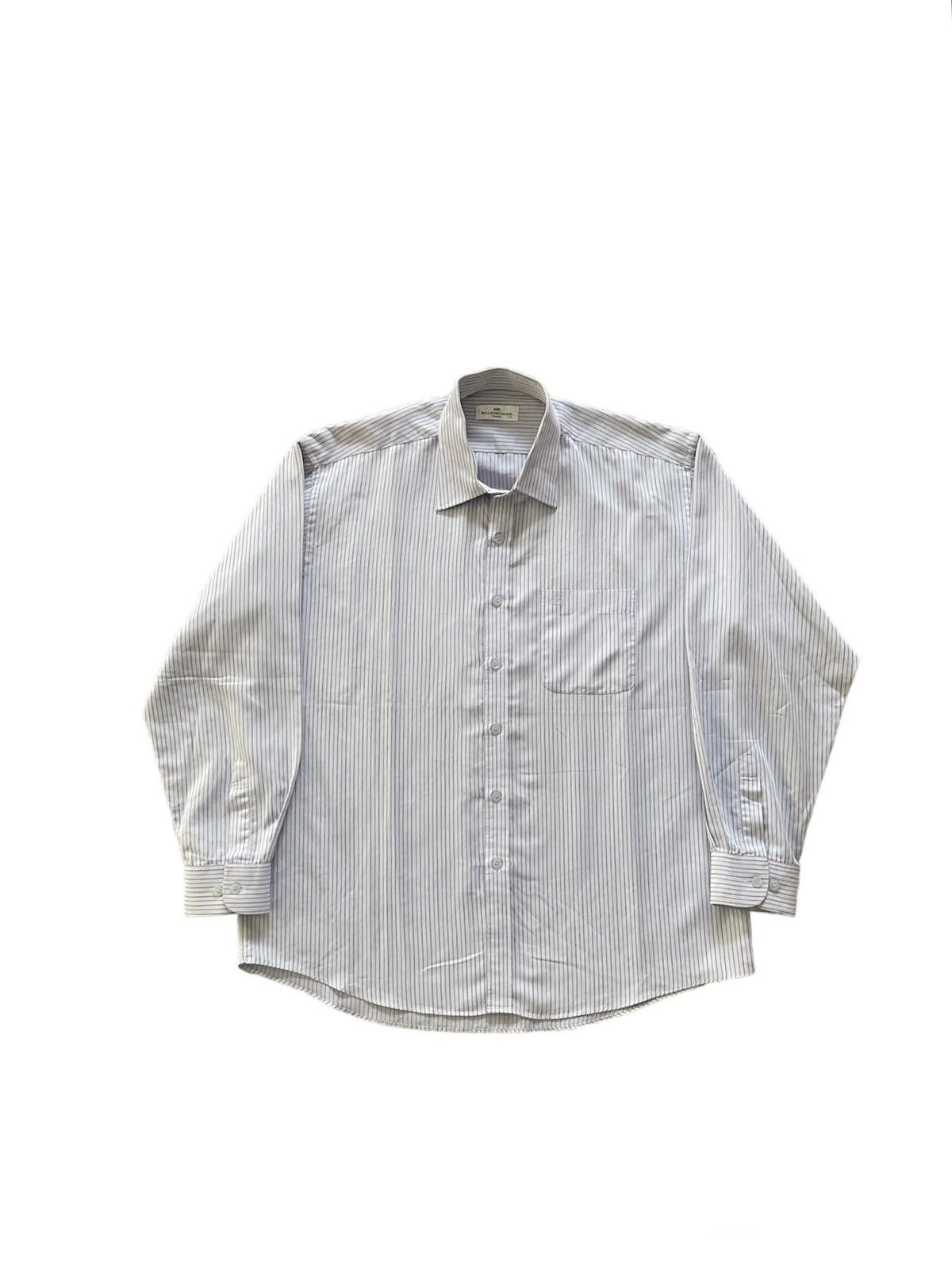 image of Acceptsoffers Vintage Balenciaga Strip Shirt in Grey, Men's (Size XL)