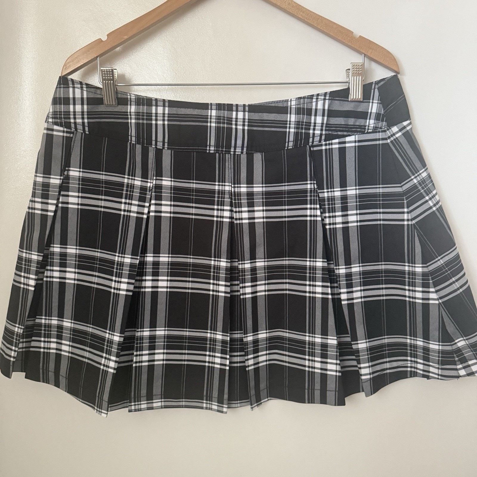 Other Y2K Punk Black Plaid Pleated Mini Skirt Grunge Schoolgirl Size 34" / US 12 / IT 48 - 2 Thumbnail