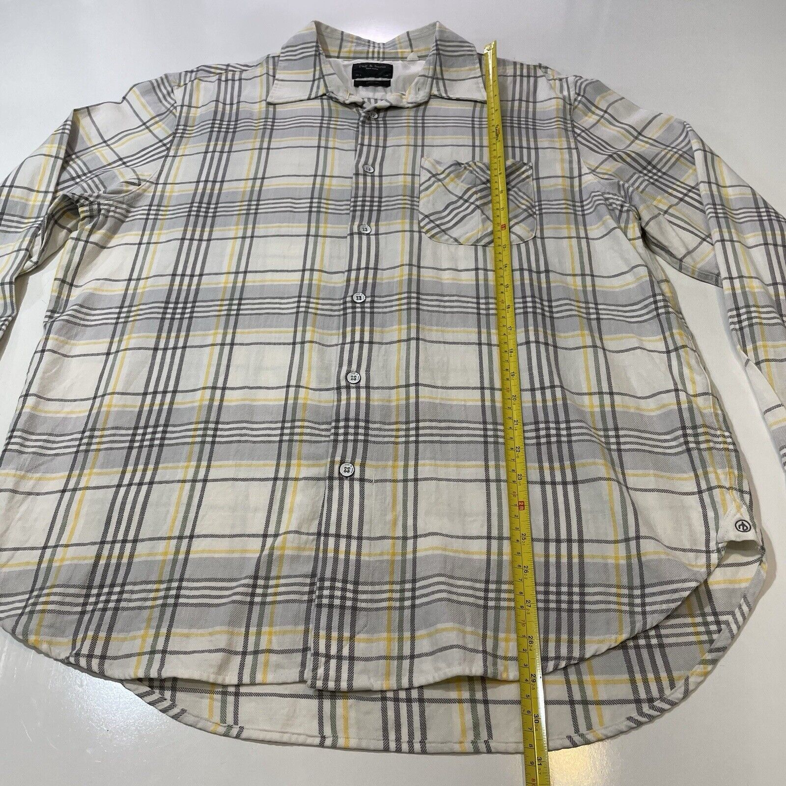 Rag & Bone Rag & Bone Men’s Fit 3 Casual Shirt Checks Ivory/White L Size US L / EU 52-54 / 3 - 6 Thumbnail
