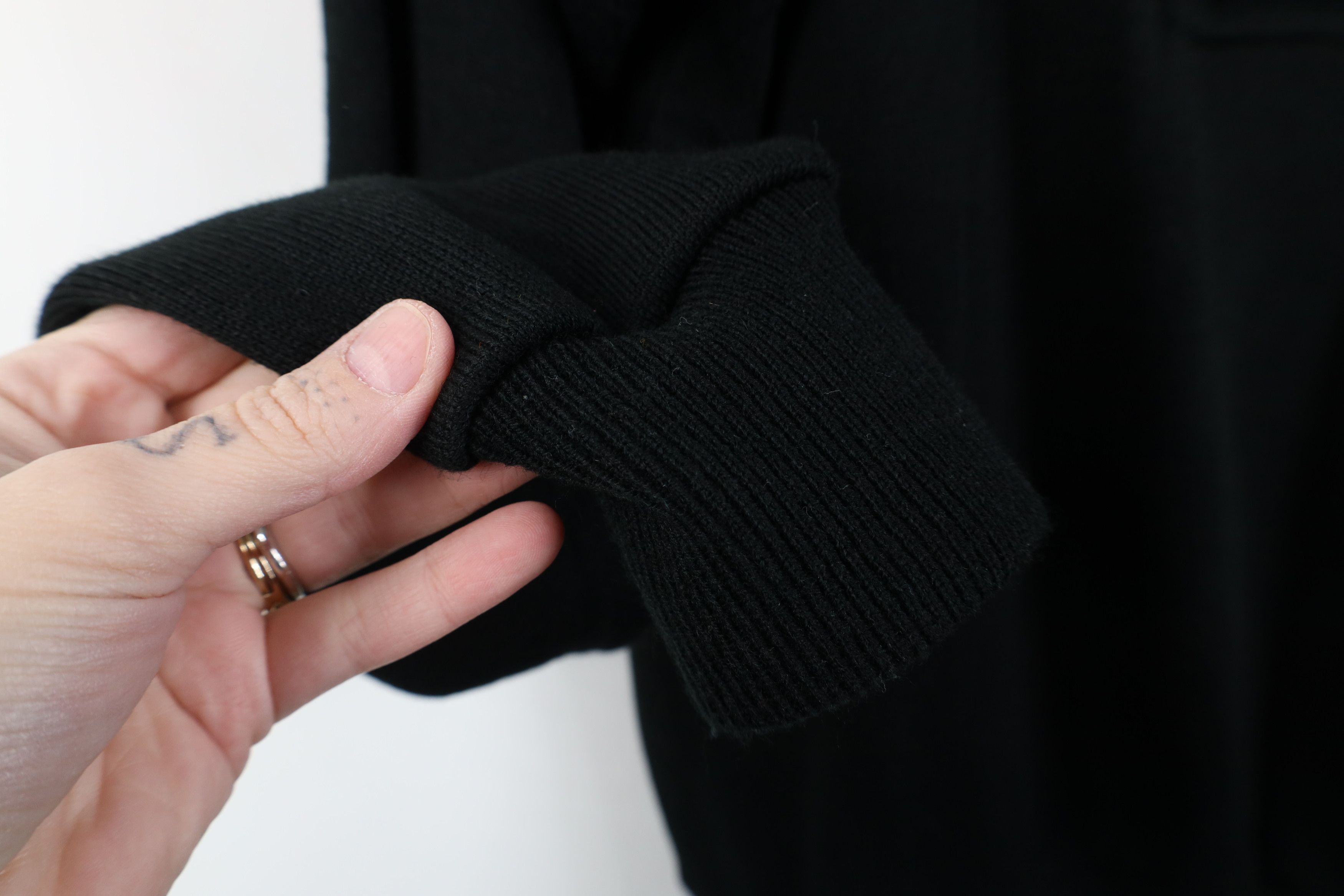 Vintage Vintage 70s Streetwear Blank Knit Shawl Henley Sweater Black Size US M / EU 48-50 / 2 - 8 Thumbnail