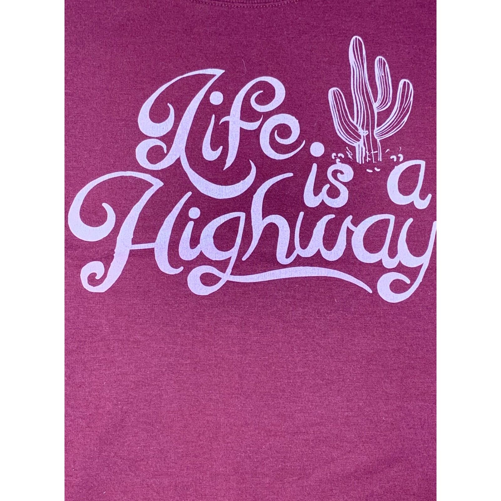Vintage VINTAGE Lyric Women's Sweatshirt Red "Life is a Highway" Graphic Print XL Pullover Sweatshirt Size XL / US 12-14 / IT 48-50 - 2 Thumbnail