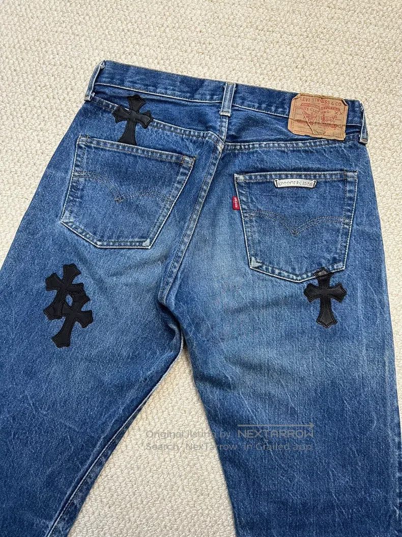 Chrome Hearts CHROME HEARTS 28 Vintage 80s Levis bottom cross leather jea Size 28" / US 6 / IT 42 - 4 Thumbnail