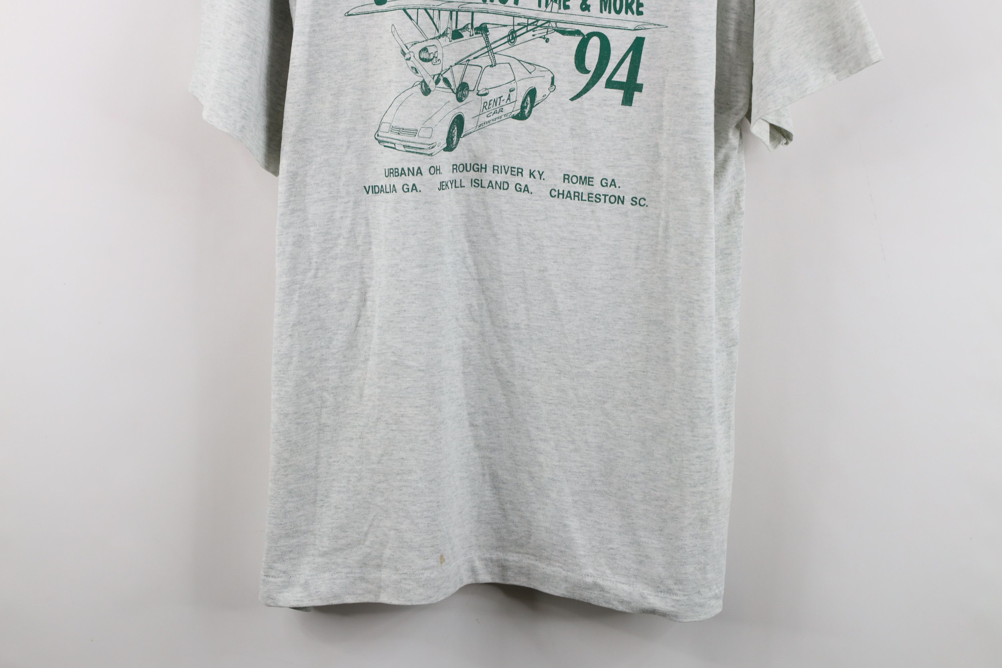 Vintage Vintage 90s Hot Time Airplane Short Sleeve T-Shirt Gray USA Size US XL / EU 56 / 4 - 3 Thumbnail